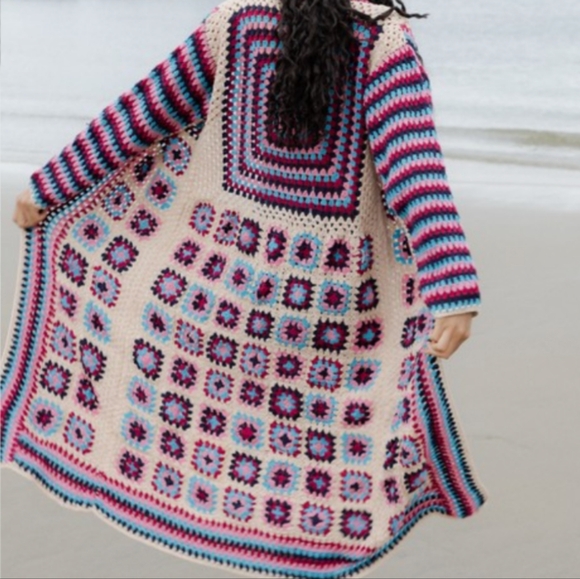 Granny Square Crochet Multi coloured Kimono  ( Sold ) - Picture 8 of 10